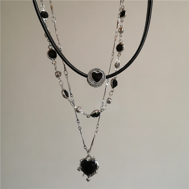 Gepersonaliseerde Punk Star Heart Cross Chain dubbellaagse ketting voor mannen vrouwen Y2K modetrend Rock Party Grunge EMO accessoires