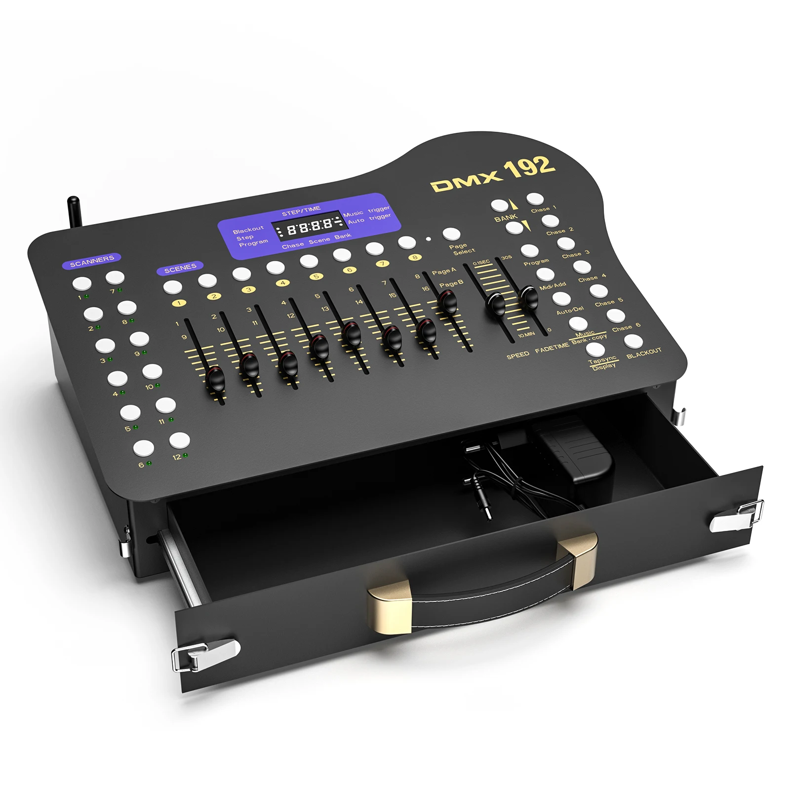 U'King 192 DMX Kanaal Console Zwart Draadloze DMX512 Console en MIDI Operator 192 Kanaals Lichtcontroller voor KTV DJ Club - afbeelding 2