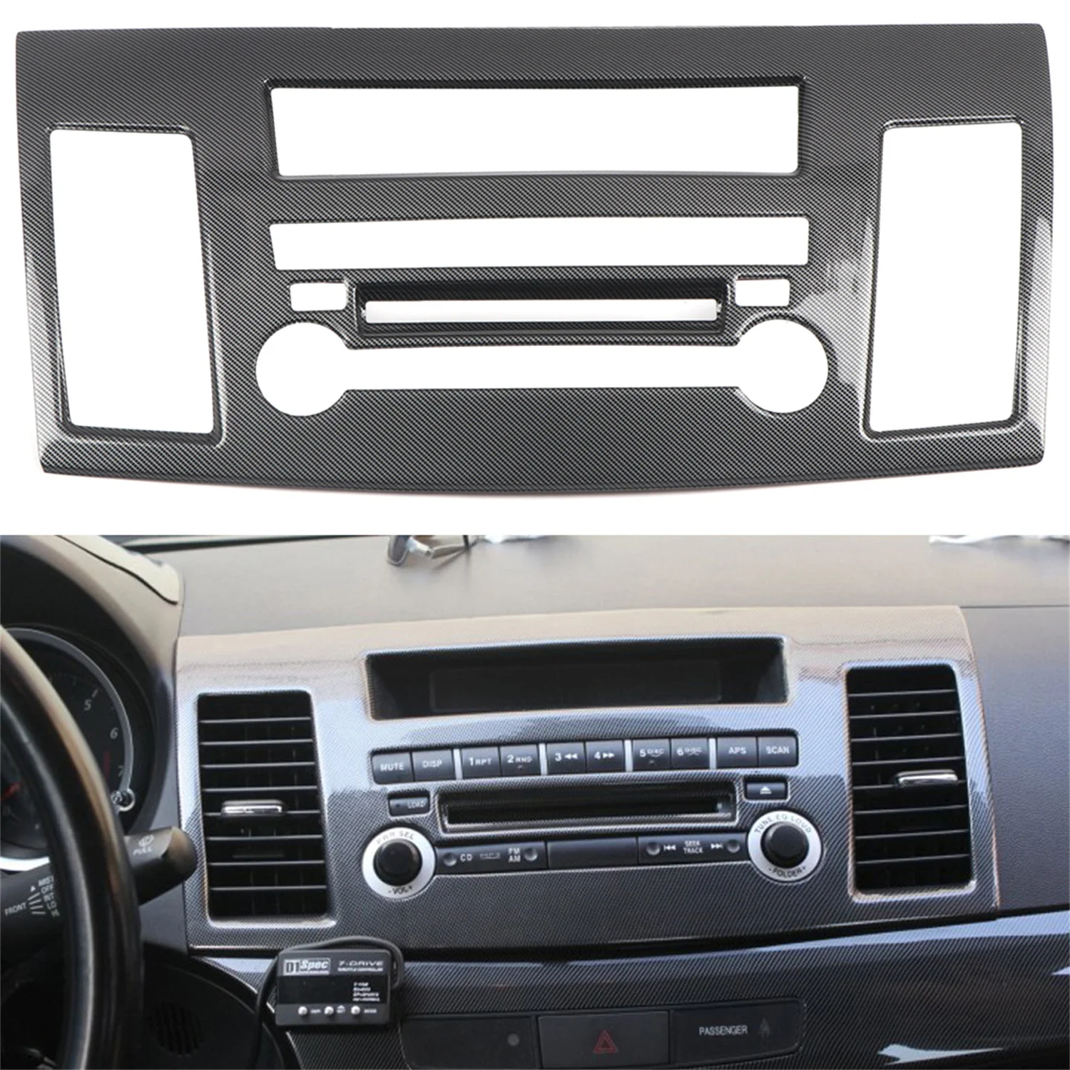 Mitsubishi Lancer 2008-2016 için Karbon Siyah İç Merkezi Konsol Klima Çıkış Havalandırma Çerçeve Trim 1 adet