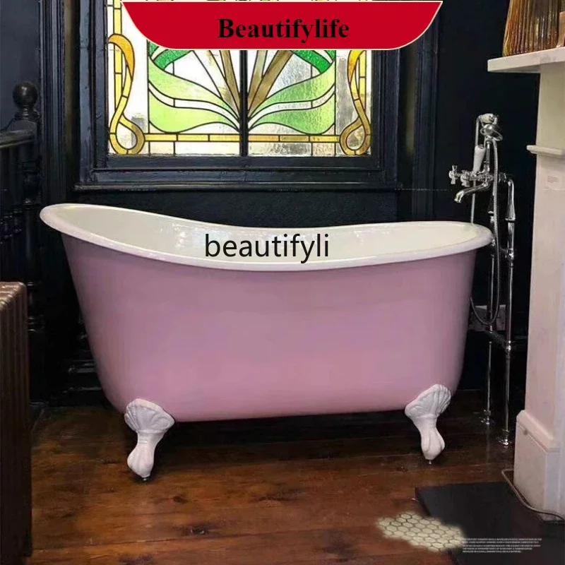 

ss25 Free-standing cast iron enamel princess household small-sized bathtub 1.4m 1.5m long ceramic deep-soaking bathtub