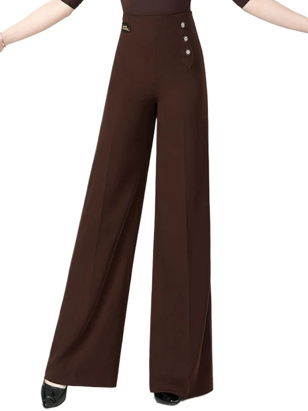 

2025 Latin Dance High Waist Straight Pants Fashion Brown Women's New Ballroom Dance Practice Pants