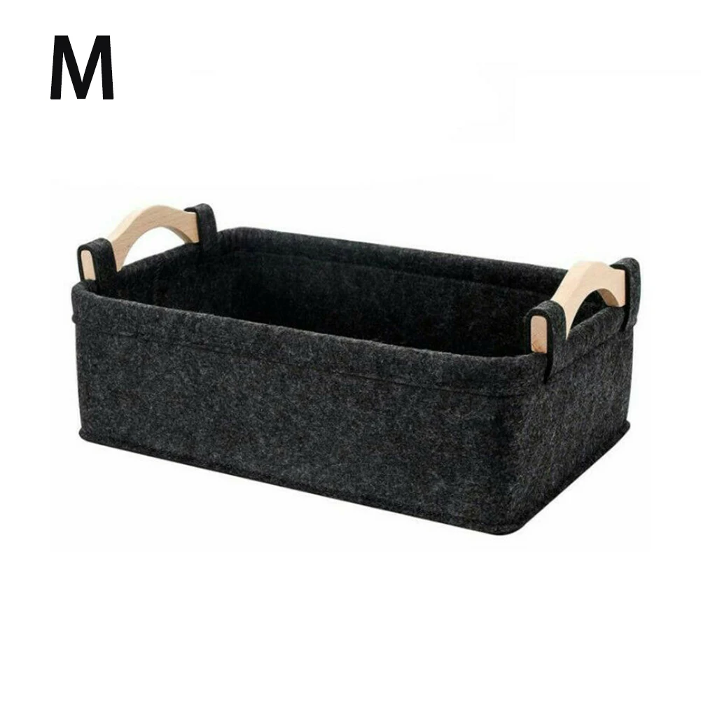 Stylish and Practical Storage Solution Portable Square Basket with Pine Wood Handles Choose Your Preferred Color