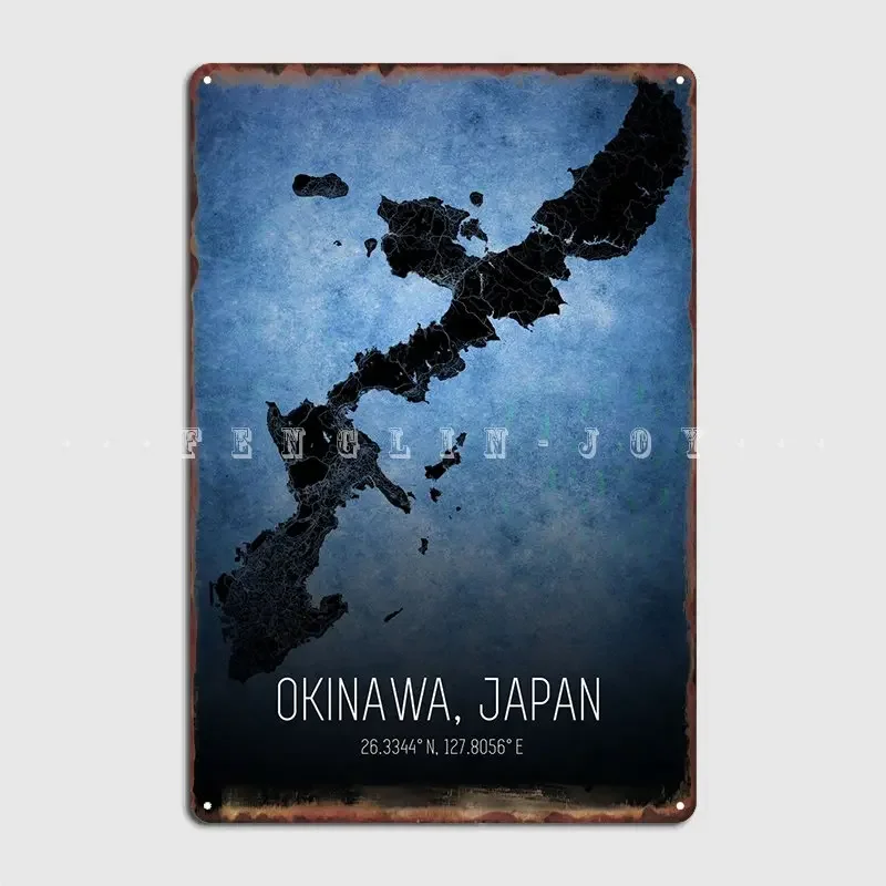 Okinawa Modern Map Metal Sign Cinema Kitchen Personalized Wall Decor Mural Tin Sign Poster