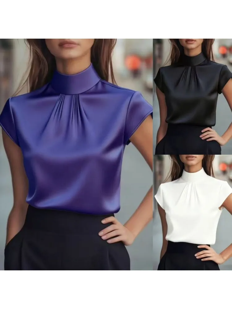 Femmes Blouses 2026 printemps été à manches courtes Blouse femme Blouse chemise bureau élégant travail petit haut Blusas Mujer De Moda