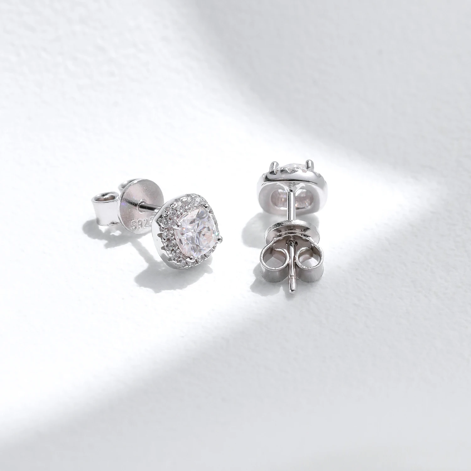 MODIAN D Color Moissanite Stud Earrings Brilliant Square Cut Lab Created Diamond 925 Silver Earrings For Women Wedding Jewelry