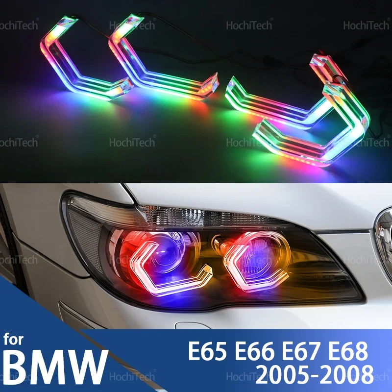 

For BMW 7 Series E65 E66 E67 E68 Alpina B7 2001-2008 RGB colorful Dynamic light Angel Eyes Rings Led M4 style APP control Light