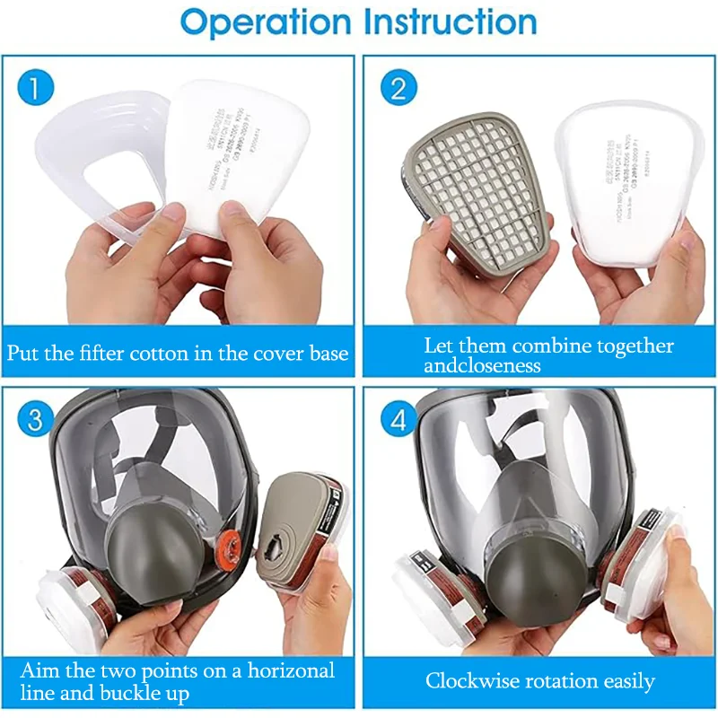 6800 Full Face Respirator Mask (17-in-1 Kit) with 2091 Dust Filter - Protection Against Organic Gases, Paint Spray,  Dust.