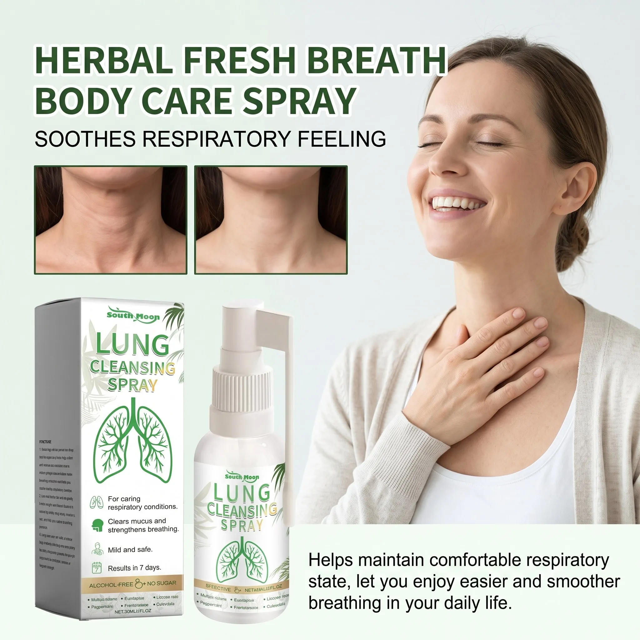 Herbal Lung Cleanse Spray Breath Detox Gentle Clear Lung Discomfort Long Lasting Respiratory Support Daily Lung Care Breath Mist