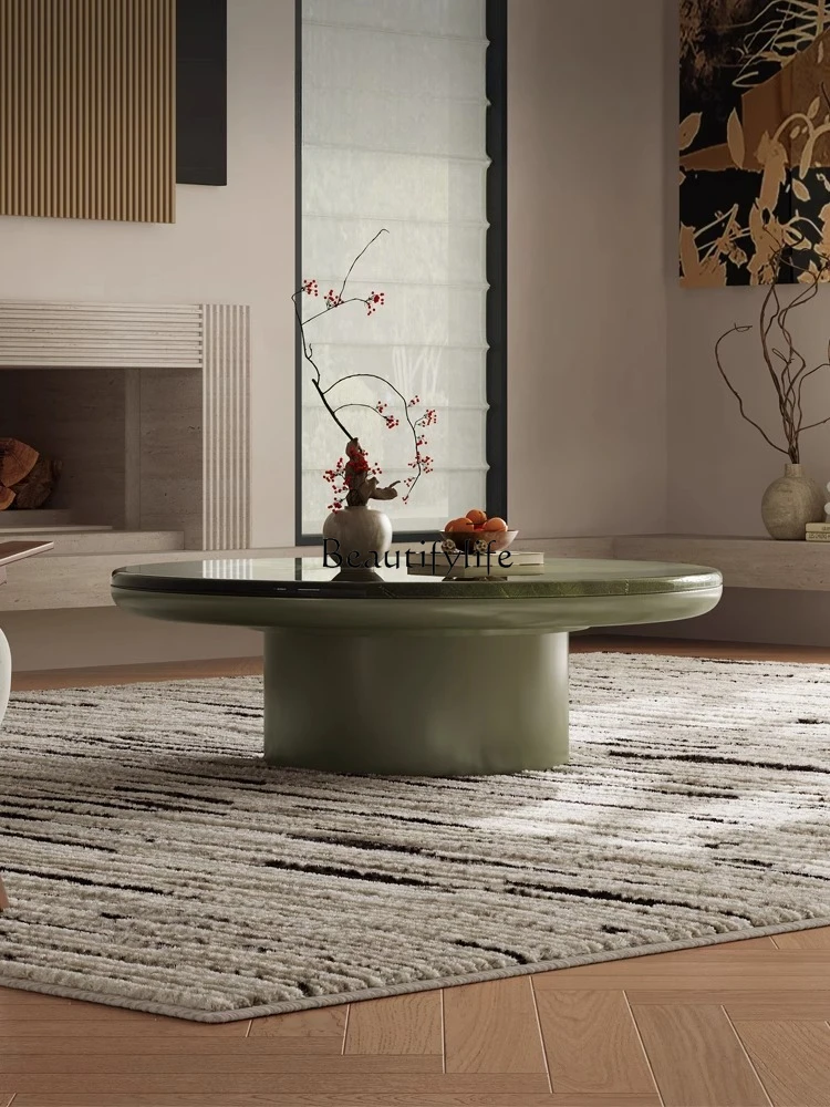 

minimalist avocado green tea table modern minimalist marble round coffee table light luxury high sense