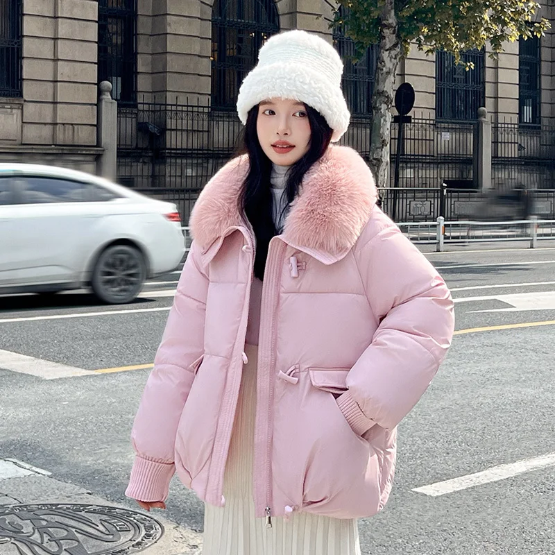 Woman Winter Coats Hooded Outerwears 2024 Fashion Loose Faux Fur Collar Thick Warm Jackets for Women Parka High Quality