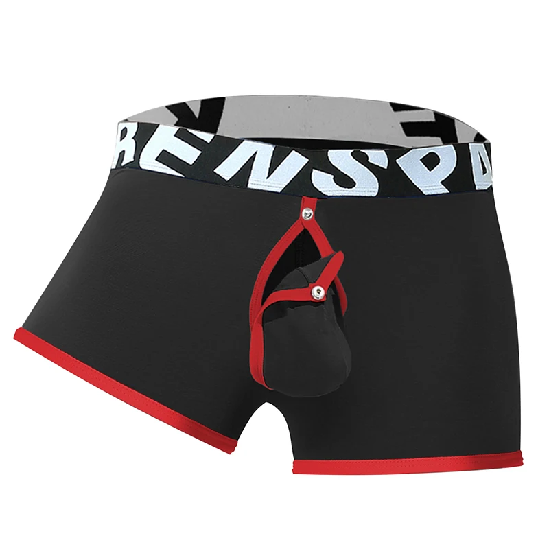 Mens Removable Pouch Underwear Low Waist Boxers Backless Panties Shorts