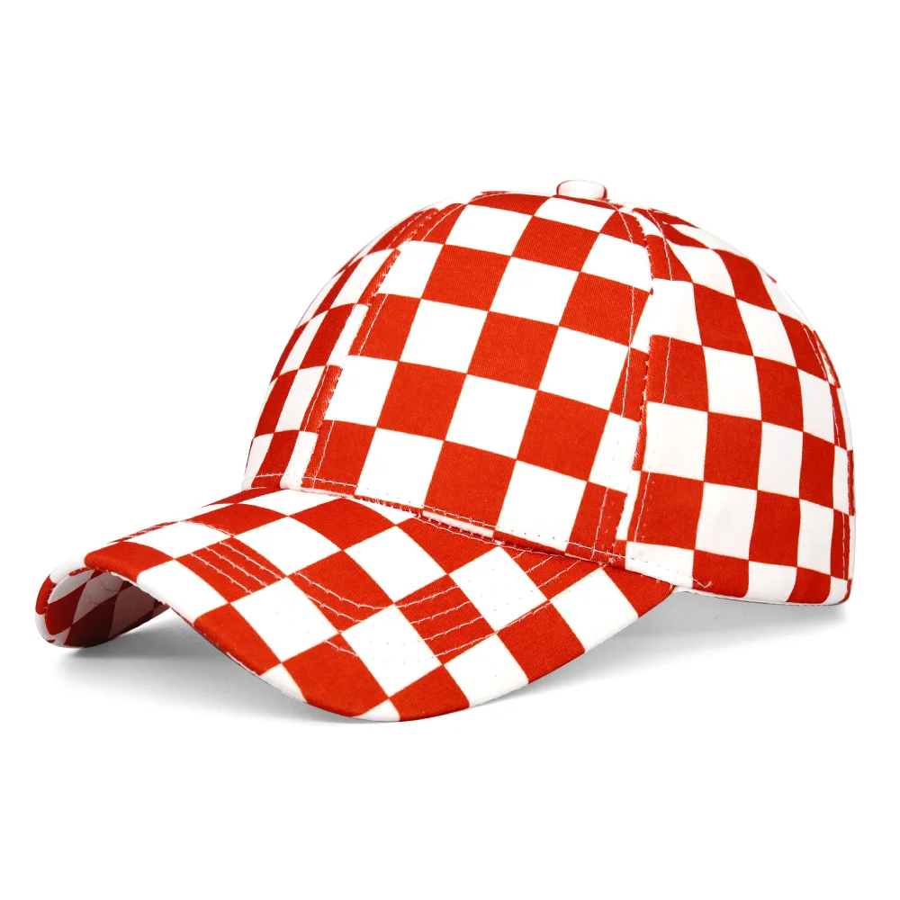 Spring Summer New Black and White Chessboard Lattice Plaid Baseball Cap Retro Casual Sunshade Sun Hat Travel Outdoor Hat Tide