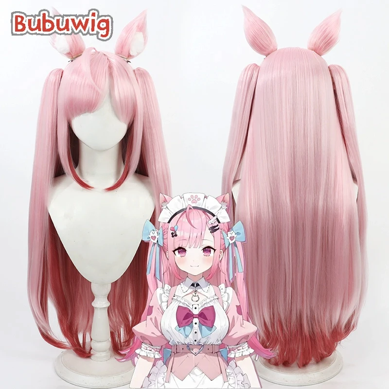 Bubuwig Synthetic Hair Yuuki Sakuna Cosplay Wigs Virtual YouTuber Yuuki Sakuna 90cm Long Pink Ponytail Cos Wig Heat Resistant