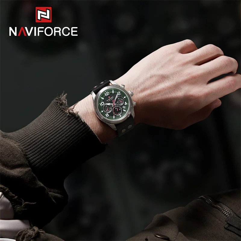 NAVIFORCE Original New Design Luxury Men Eco-Drive Quartz Watches Fashion Leisure Waterproof Wristwatches Stainless Steel Clock