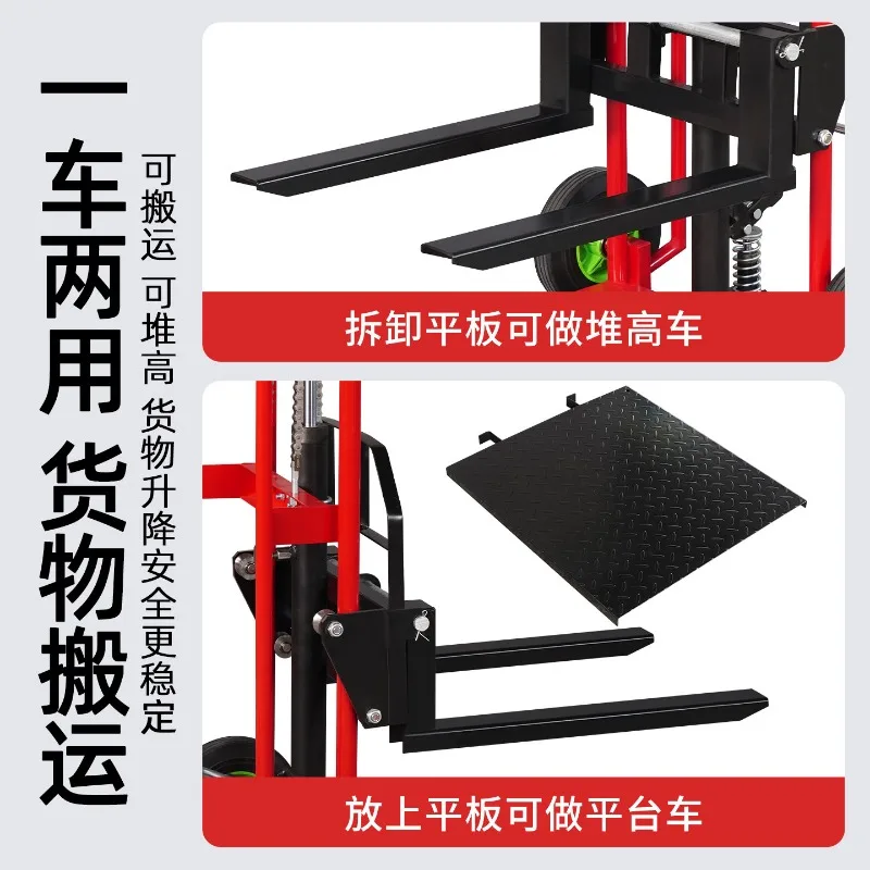 Mini Forklift Hydraulic Stacker Lightweight Foldable Cart Portable Manual Lifting Truck For Unloading Hand Push Trolley 1 pcs