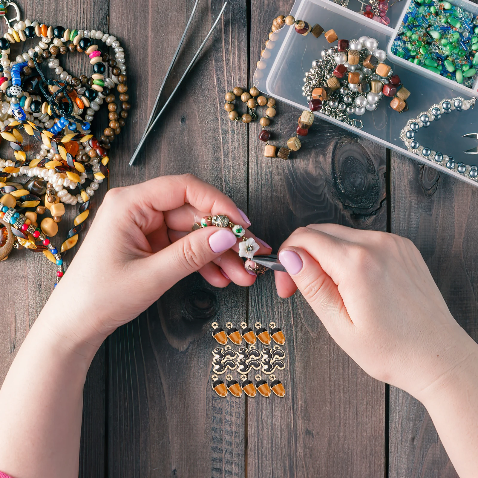 

20 Pcs Squirrel Pine Cone Pendant Charms Cartoon Animal Ornament Jewelry for Making