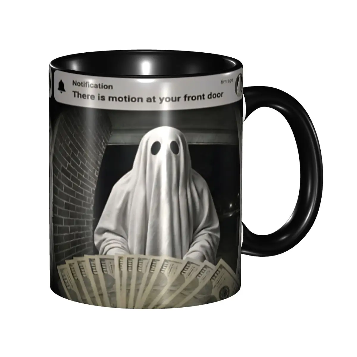 Spooky Ghost Motion Front Door Alert Humor Coffee Mug Cute Cup For Home