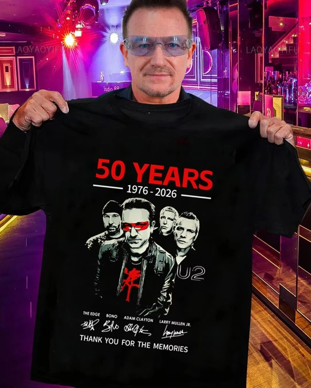 2026 Neues U2 Band 50th Anniversary Pattern Hochwertiges, bequemes, lässiges Herren-T-Shirt mit Aufdruck – Detail 3