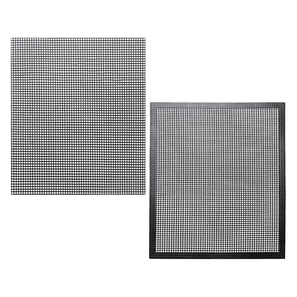 

2 Pcs BBQ Grill Mat Non stick Baking Pad Hollow Out Barbecue Supply Black Fiberglass Heat Resistant Vegetable Bacon Fish Kebab