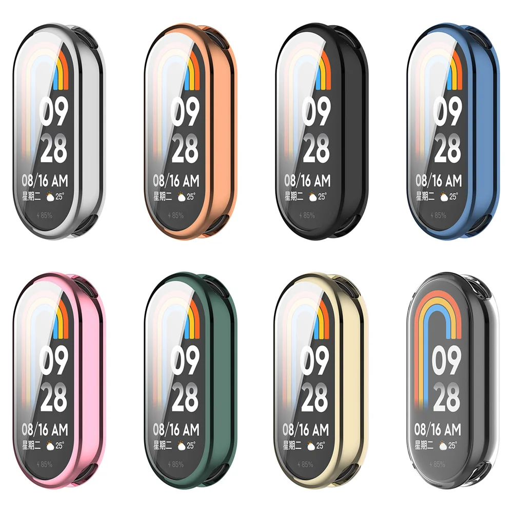 Soft TPU Protective Cover for Xiaomi Mi Band 8 Full Cover Screen Protector Plating Case For xiaomi mi band 8 Case Accessories