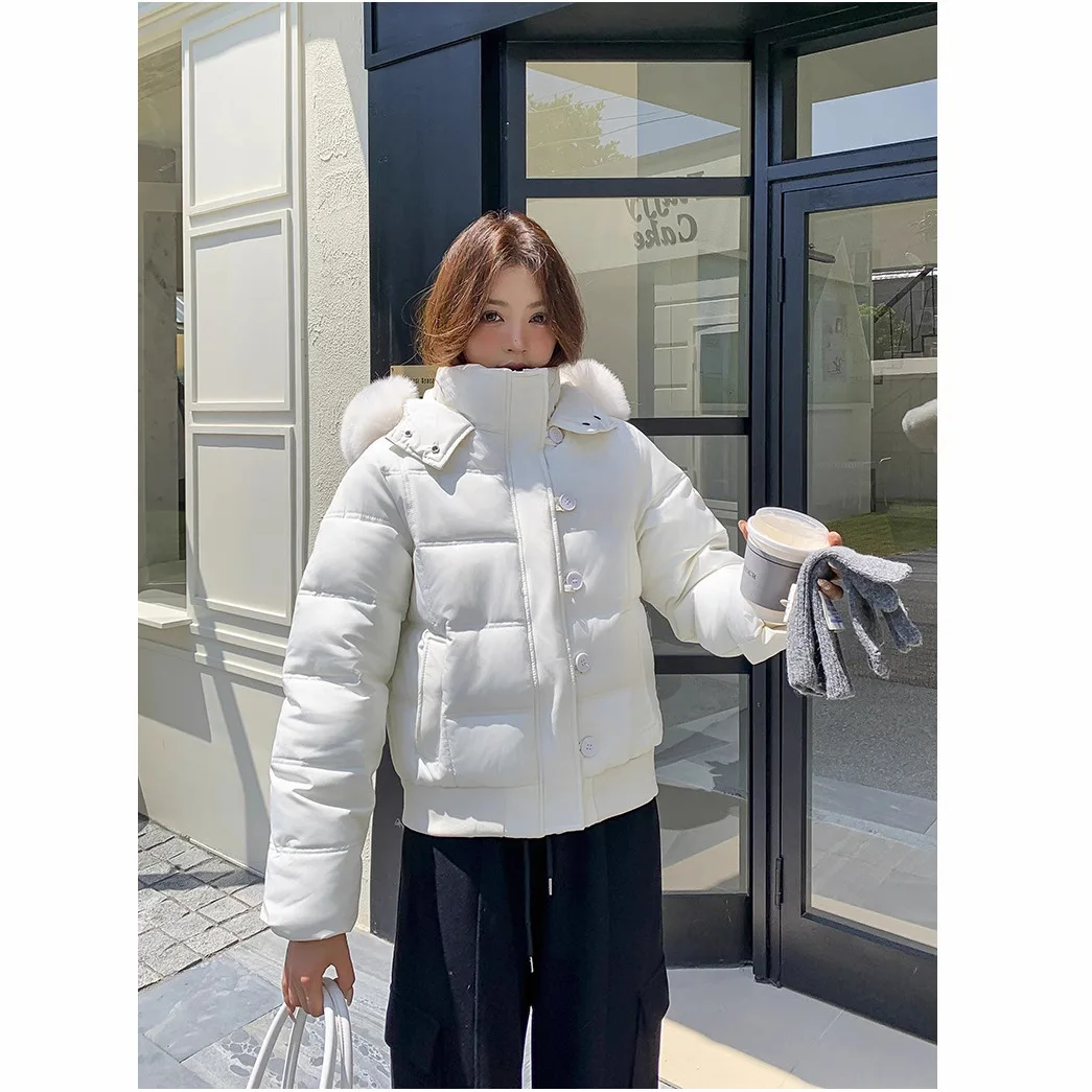 Parkas Women Short Coats Hooded Fur Collar Jackets Thick Warm Y2k Streetwear Elegant Jacket Work Coat Autumn Winter 2025