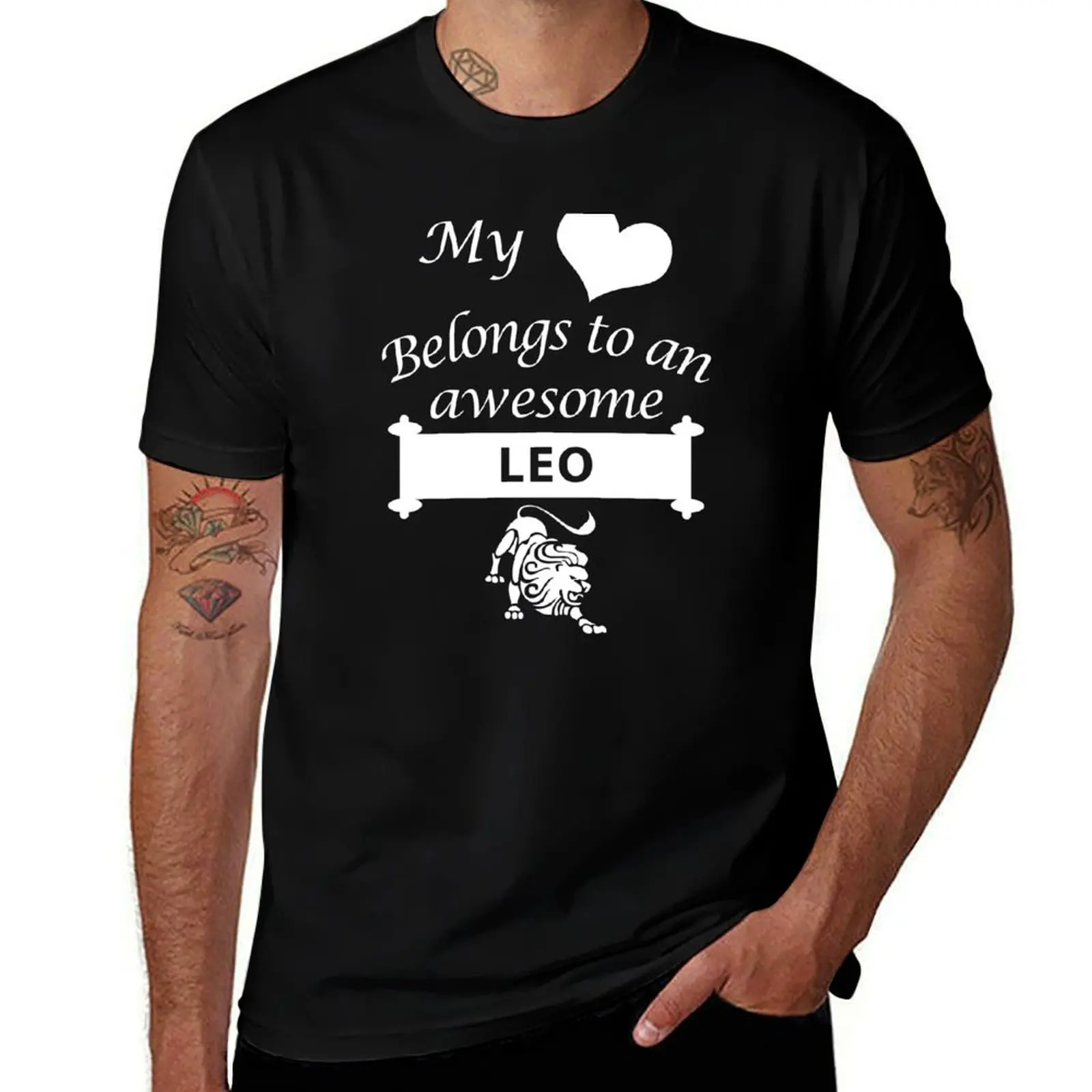 T-shirt Leo Zodiac Lover My Heart Belongs, T-shirt en coton à manches courtes, décontracté, à la mode