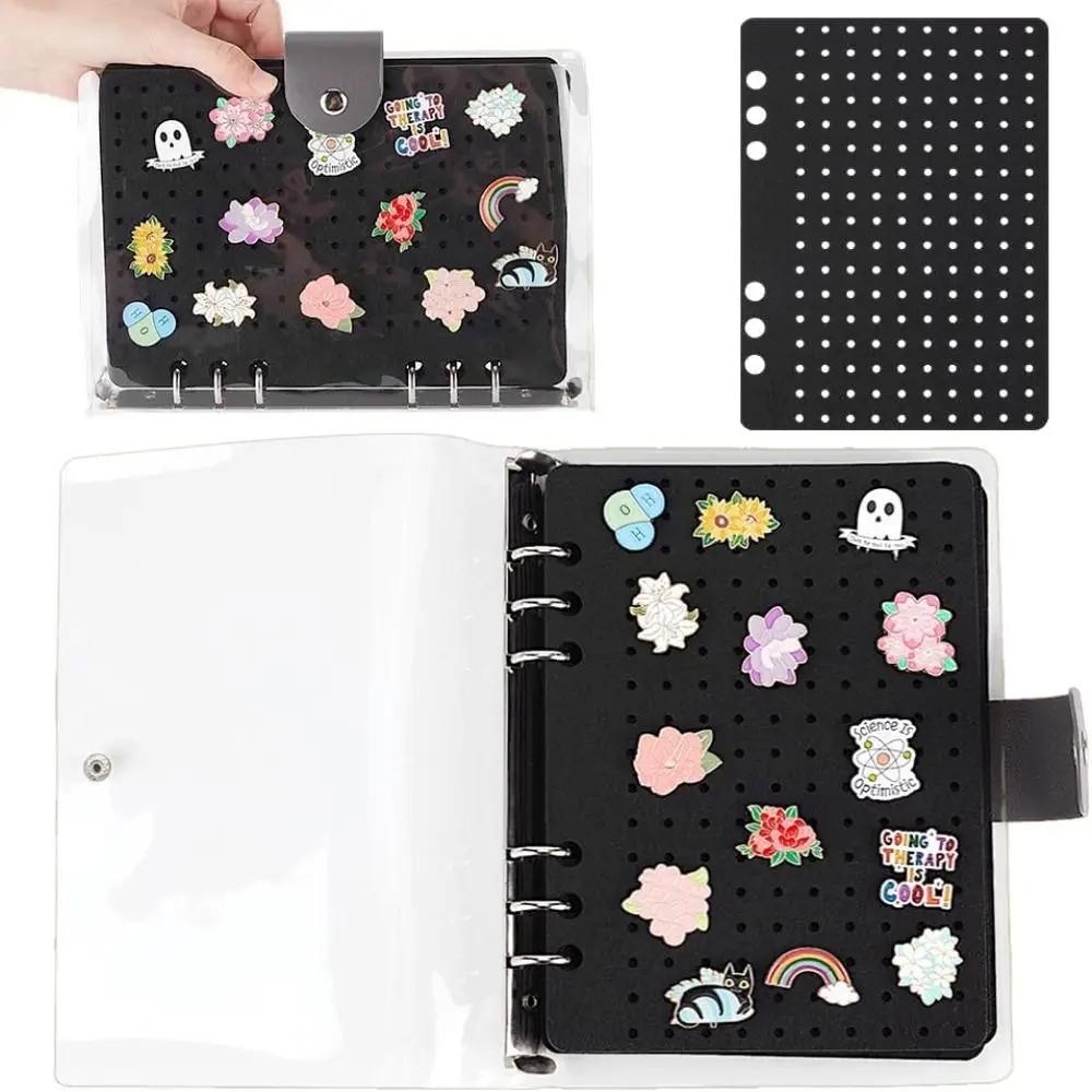 

New Convenient 8 Pages Pin Books Black Portable Notebook Albums Display Board Pin Bags For Collectors DIY