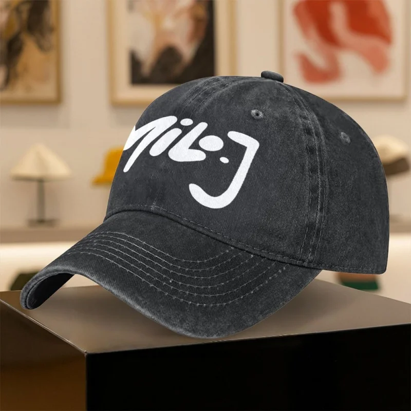 Milo J Handwritten Printed Baseball Cap – Classic Retro Duck Tongue Cap for Men & Women