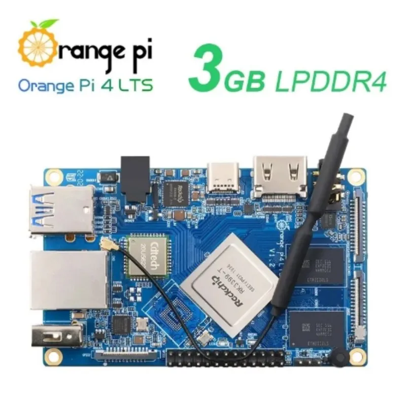 2025 Orange Pi 4 LTS 3GB/4GB RAM Rockchip RK3399-T، يدعم Wifi+BT5.0، Gigabit Ethernet، تشغيل Android، Ubuntu، Debian OS