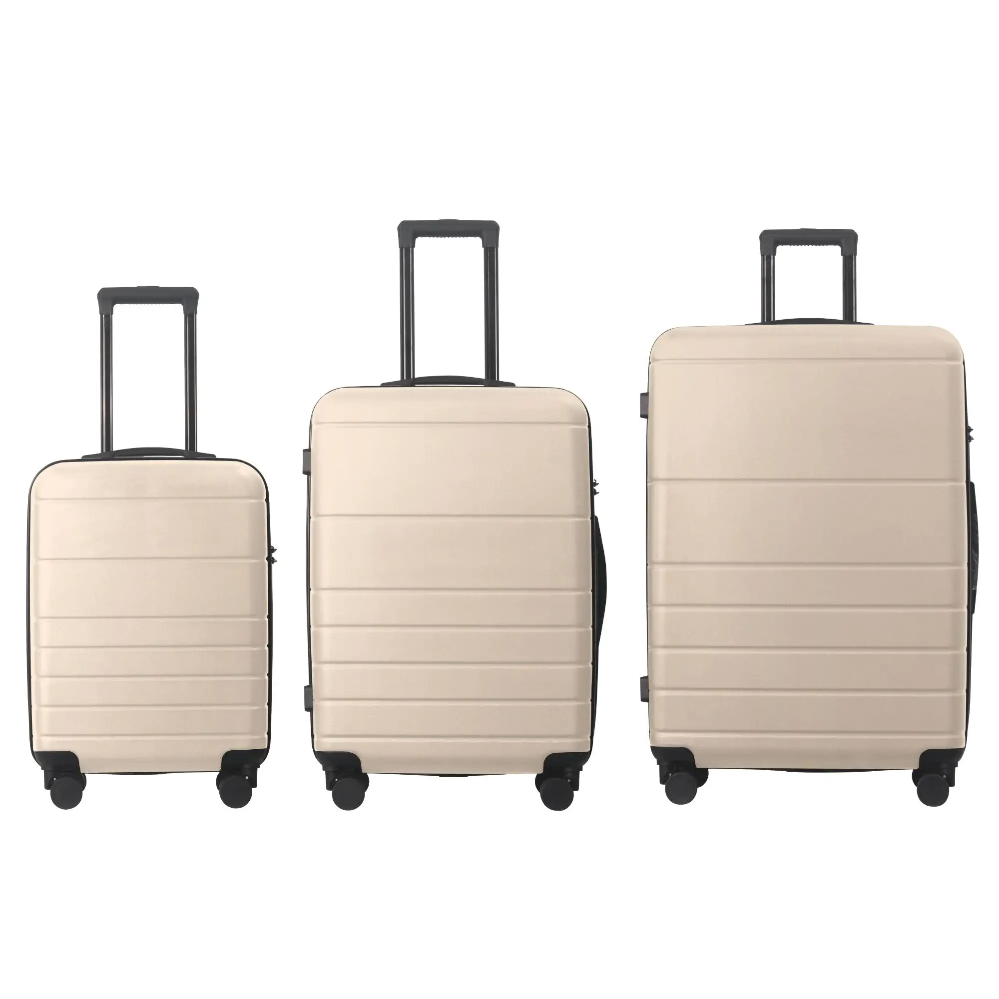 

ABS Hardshell 3 Piece Luggage Set 20 24 28 Inch Lightweight TSA Lock Spinner Wheels Beige Suitcases for Travel Business Vacation
