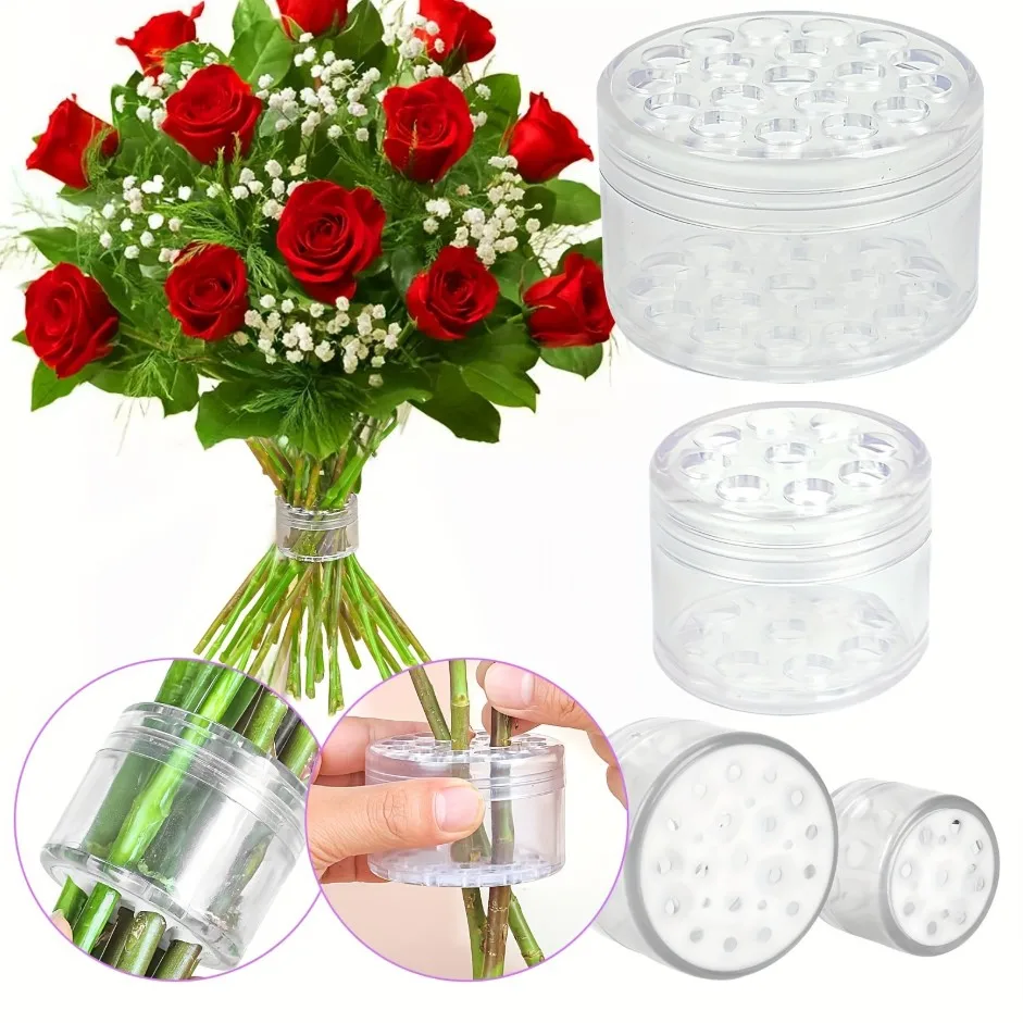 Transparenter Runder Spiral-Ikebana-Stielhalter, Langlebige Kunststoff-Blumenvase, Bouquet-Arrangierer, Praktische Büro-Blumendekoration