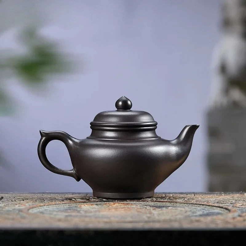 350ml Yixing Purple Clay Teapots Handmade Laughing Sakura Pot Raw Ore Hyperthermy Black Mud Tea Maker Kettle Strainer Zisha Tea