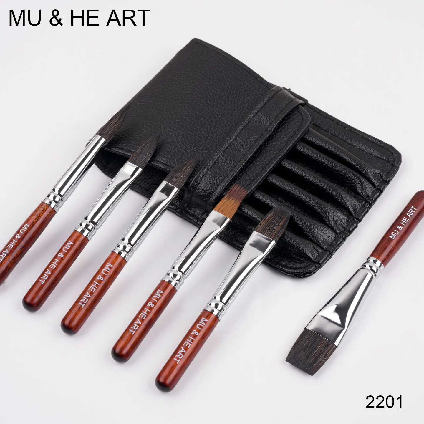 Mini Artist Brush Set Watercolor With PU Pouch Plam Pen Easy for Sketch Copper Ferrule Wooden Handle Mu He Art