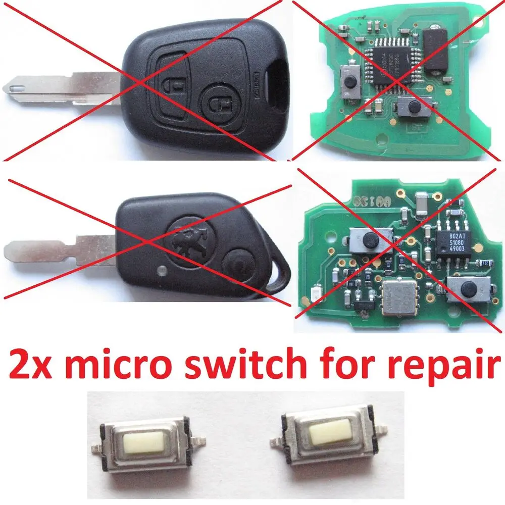 Mikro przełącznik przycisk naprawy dla PEUGEOT 206 207 306 307 406 pilot zdalnego sterowania