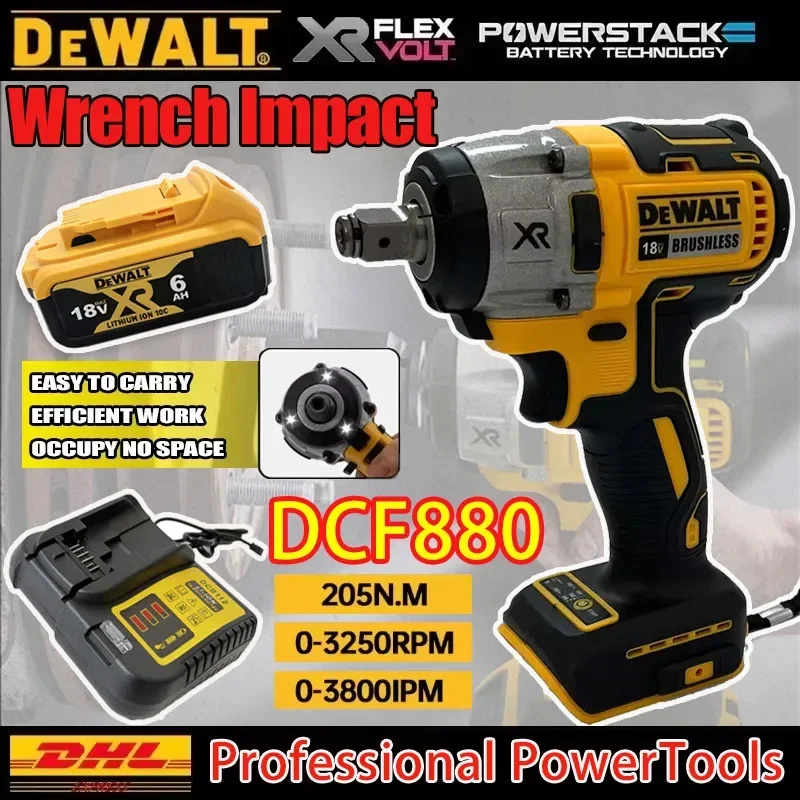 

Бесщеточный ударный гайковерт Dewalt DCF880 с высоким крутящим моментом, аккумуляторный электрический гайковерт для ремонта шин, перезаряжаемый электроинструмент с зарядным устройством