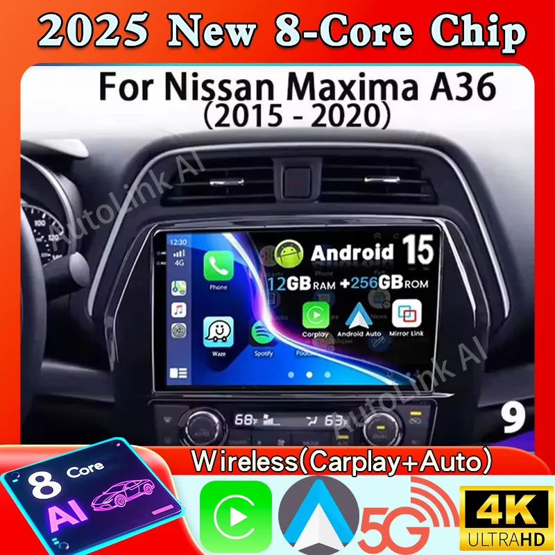 For Nissan Maxima A36 2015 - 2020 Android15 OS Intelligent Video Radio Multimedia GPS WIFI Navi DSP Stereo Autoradio Touch IPS