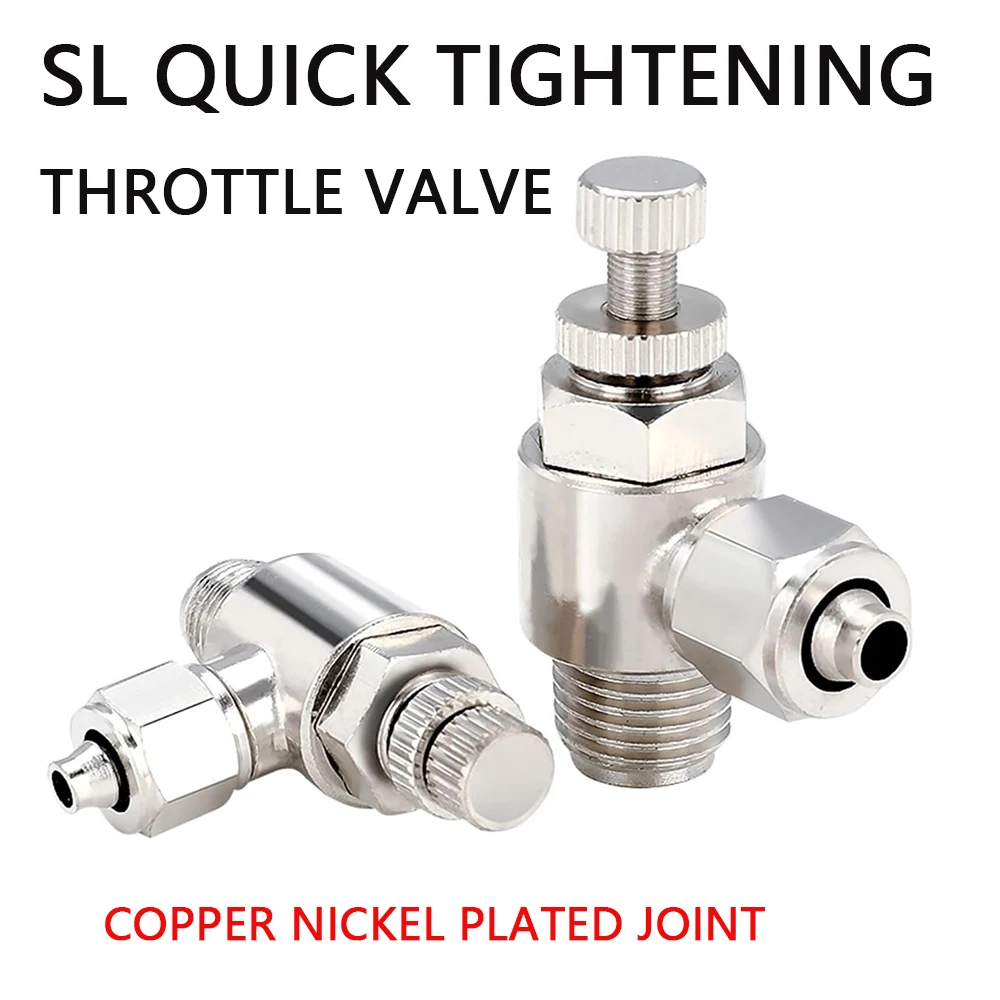 

SL Brass Nickel-Plated Pneumatic Quick Coupling Male Thread Air Speed Control Valve Acceleration Valve 1/8" 1/4" 3/8" 1/2" M5