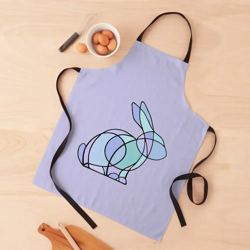 

Blue stained glass rabbit Apron Women's Home Clothes kitchen clothes for men Things For The Kitchen Apron