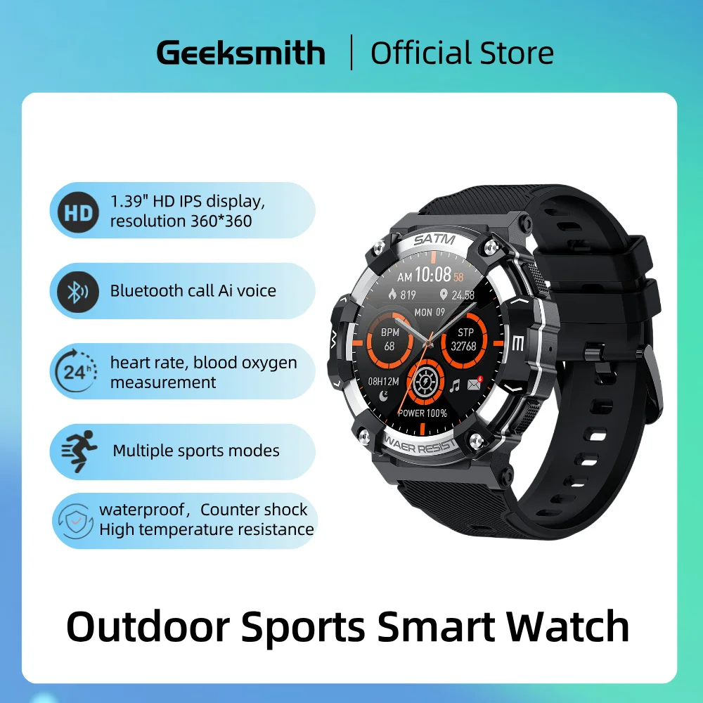 

Outdoor Sports Smart Watch Waterproof Fitness Tracker Smartwatch Bluetooth Call Mulitary-grade Toughness Smartwatches for Men