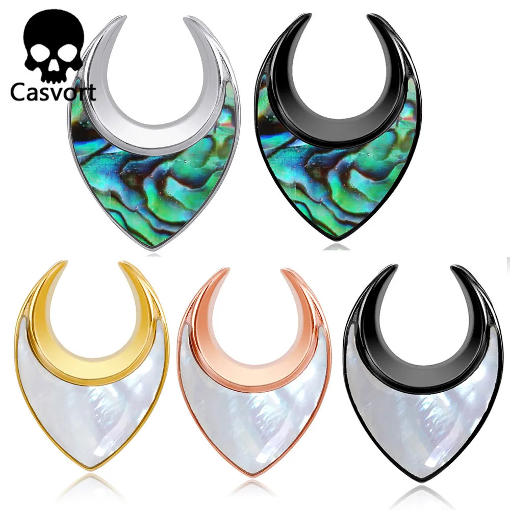 Casvort 2PCS Wedding Saddle Tunnels Hangers Ear Gauges Plugs Stretcher Fashion Piercing Body Jewelry Earrings Expander 2g-1''