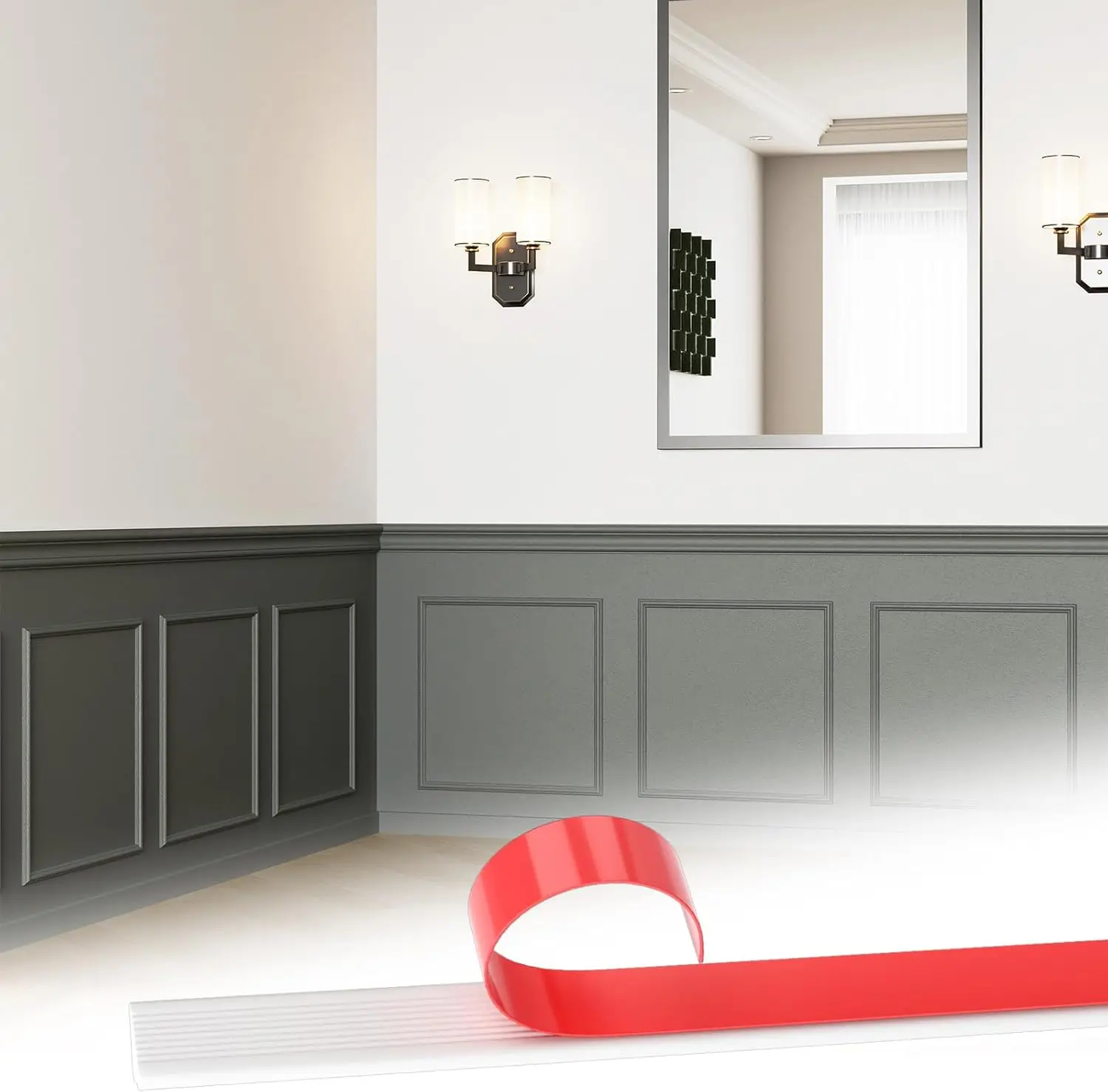 

Peel and Stick Wall Molding Kit - 6 Pre-Cut Panels, White Trim for Home Decor, Easy DIY Installation