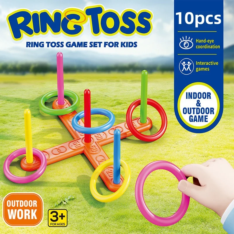 

Красочный пластиковый спортивный игровой набор с 5 кольцами, игры на заднем дворе для детей и взрослых, развивающие игрушки ﻿