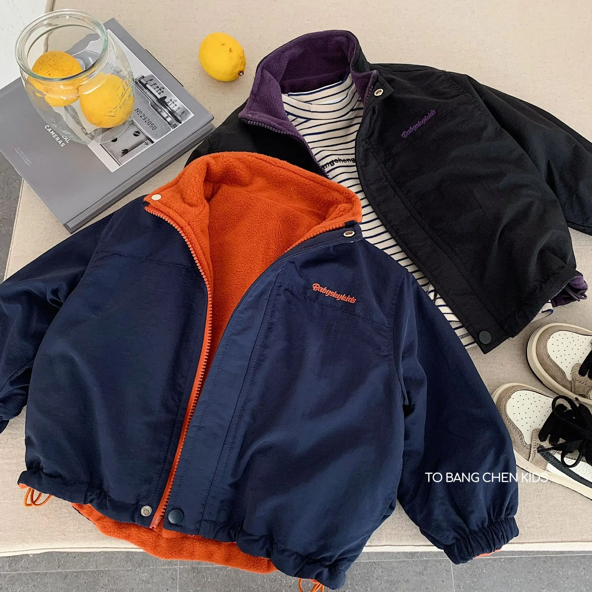 

2025 Winter Kids Baby Boy Jacket Fleece Thin Warm Casual Toddler Boy Outerwear Coat Teenager 3-8Y Boys Fur Lining Baseball Coat