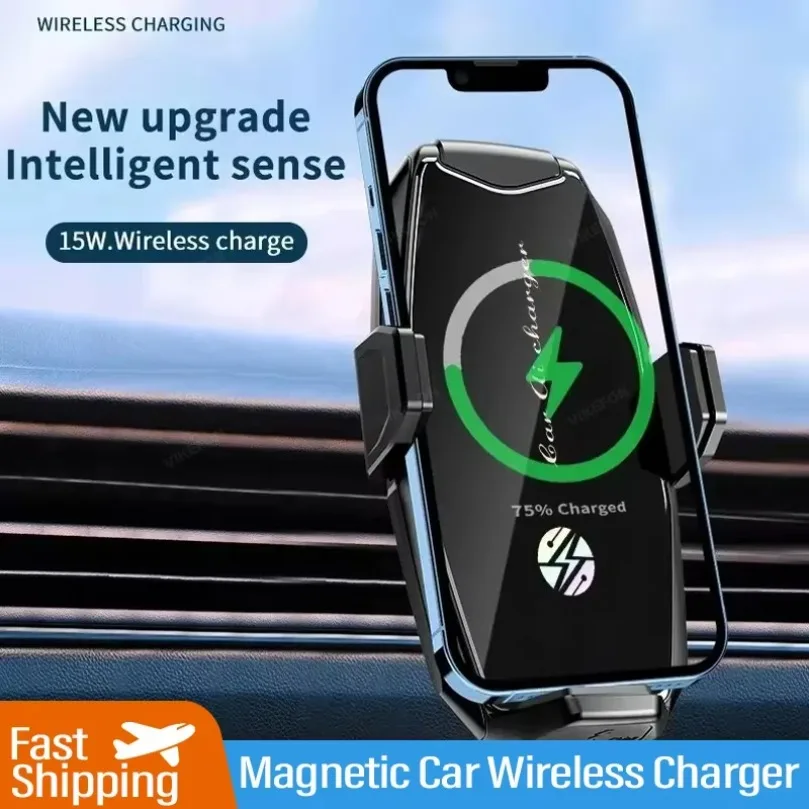 Car Wireless Charging Phone Holder Mount Infrared Induction Auto Clamp Fast Charger Stand For iPhone 17 16 15 Xiaomi Samsung