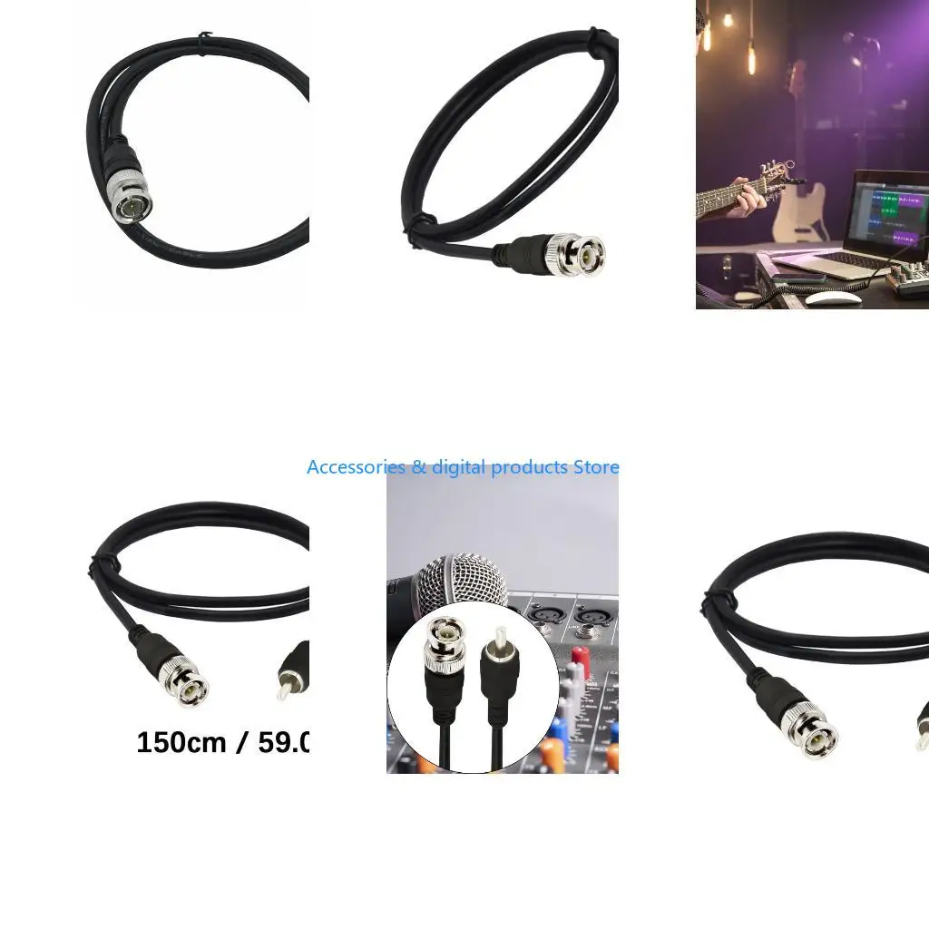 77JD Flexible 1.5m BNC to Rcas Video Connectors Wire Premium Shielding Video Cable For Commercial Security Systems 59.05inch