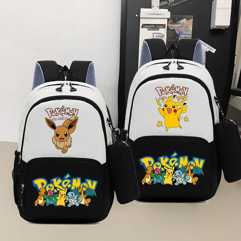 2PCS Backpack Pencil Case for Boy Girl Student Teenager Book Bags Pokemoned Women Rucksack Travel Backpack Mochila Escolar Gift