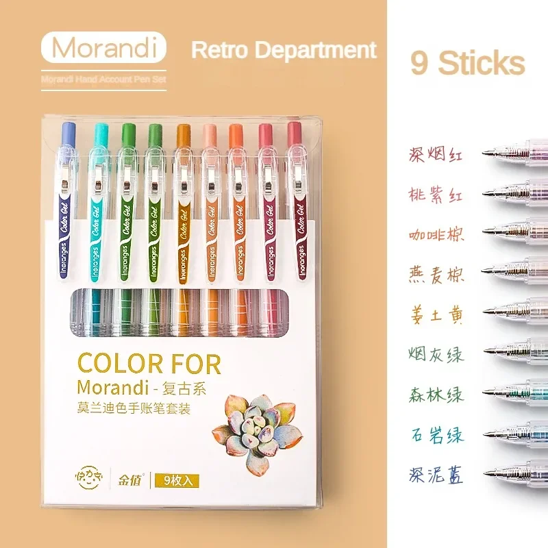 Imagem -04 - Conjunto Colorido Morandi Caneta Esferográfica Cor Kawaii Bonito Gel Caneta Substituível 0.5 mm Escola Escritório Artigos de Papelaria Suprimentos Cores