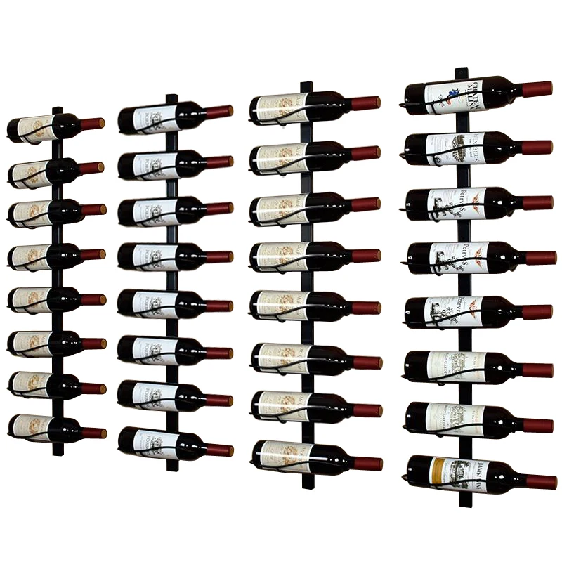 4-16 Bottles Modern Iron Wall Mount Wine Holder Simple Hanging Wine Rack Holder Iron Art Wine Support Cabinet Flat/Tilted Types