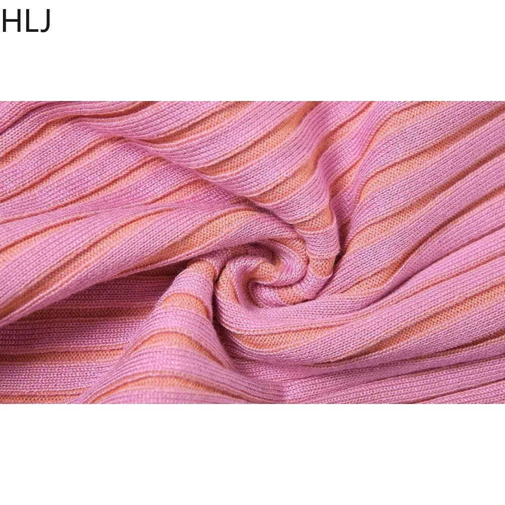 HLJ Pink Fashion Ribber Knitting Tops Women V Neck Long Sleeve Button Slim Clothing Sexy Female Solid Elasticity Top Streetwear