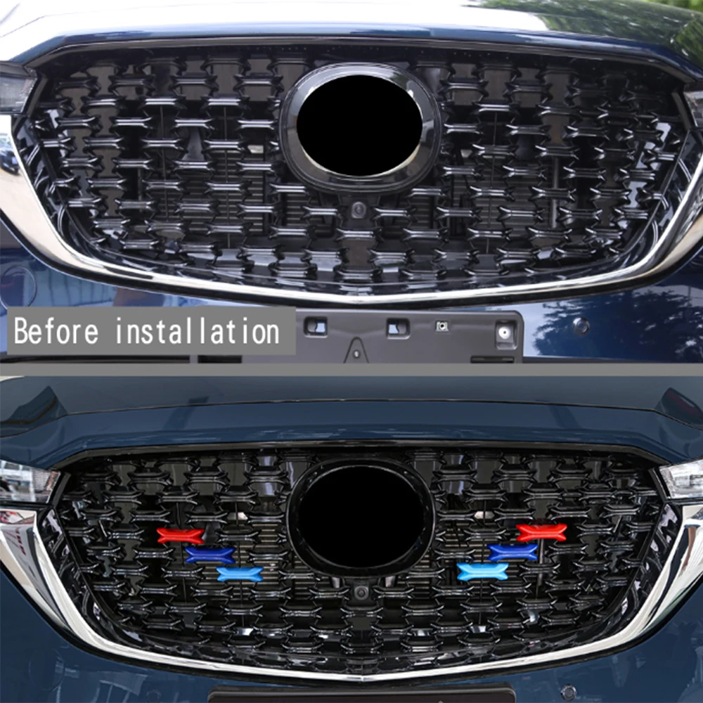 Car Front Grill Face Decoration Trim Molding Fit For Mazda cx-5 2022 2023 Exterior ABS Stickers Styling 3Pcs / 6pcs